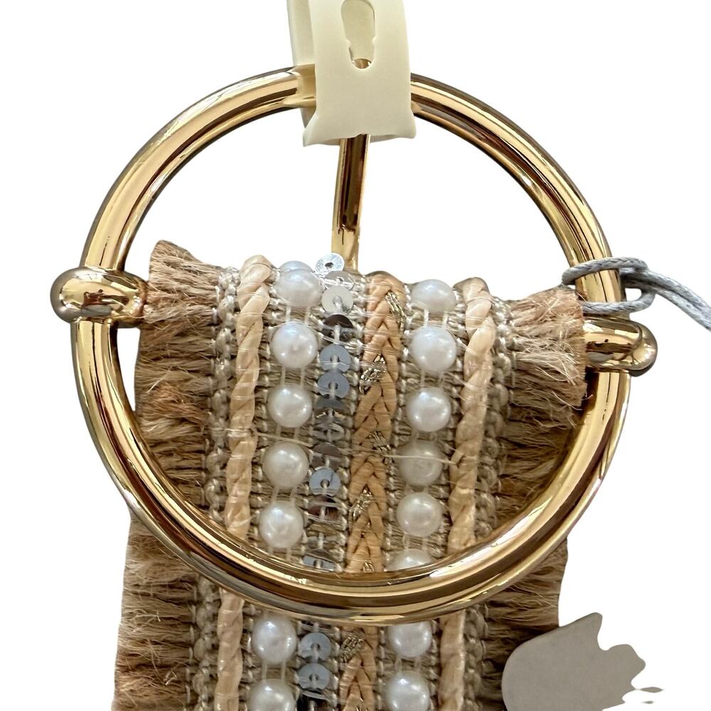 NWT Haute Hippie Style Boho Pearl & Sequin Woven Belt - Size M - Picture 8 of 16